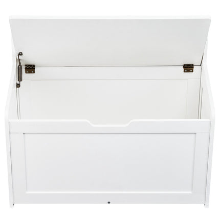 Wooden Toy Chest, Flip-Top Lid, Safety Hinge, White