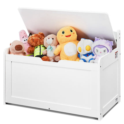 Wooden Toy Chest, Flip-Top Lid, Safety Hinge, White