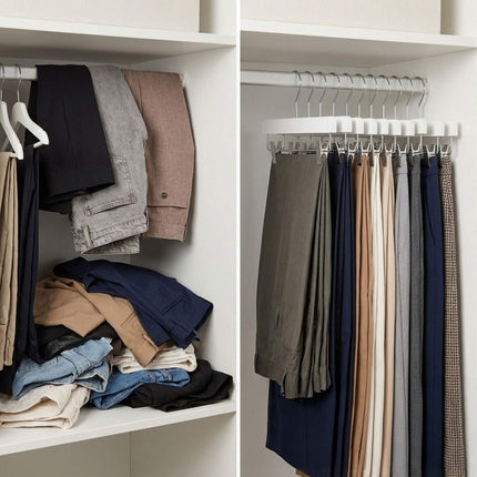Wooden Trouser Hangers, Set of 10 with Swivel Hooks