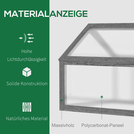 Mini Wooden Cold Frame Greenhouse, Winterproof, 90x52x49.5 cm