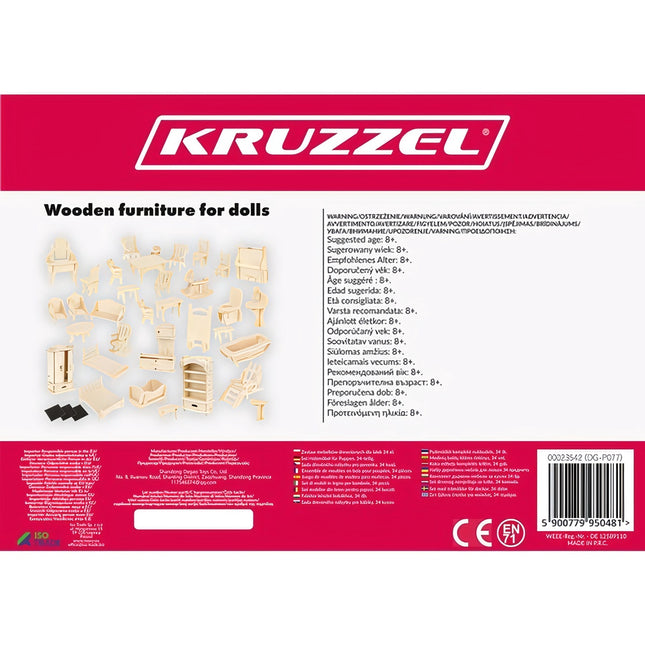 Set mobilier din lemn pentru papusi 34 piese 23542