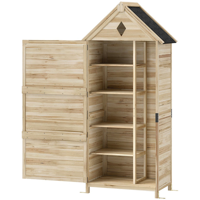 Dulap de gradina din lemn, magazie pentru scule impermeabila cu acoperis in fronton asfaltat, usa depozitare 80 x 49 x 170 cm, dulap pentru scule rezistent la intemperii, magazie pentru scule Magazin de gradina pentru gradina, terasa, lemn natural |