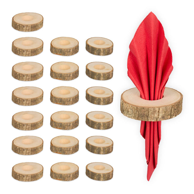 Wooden napkin rings 20-pack