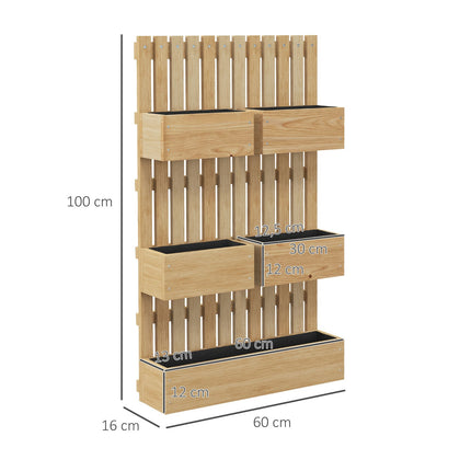 Adjustable wooden raised garden bed with trellis 60x16x100 cm