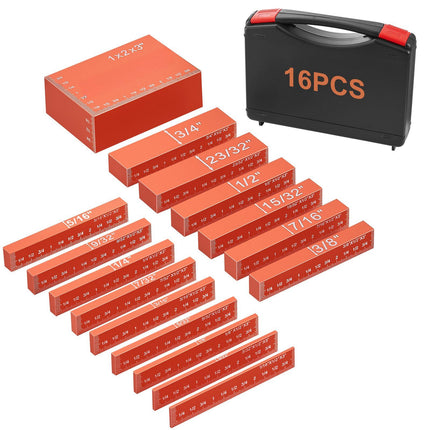 Woodworking Setup Blocks Set, 16-Piece Aluminum, Case