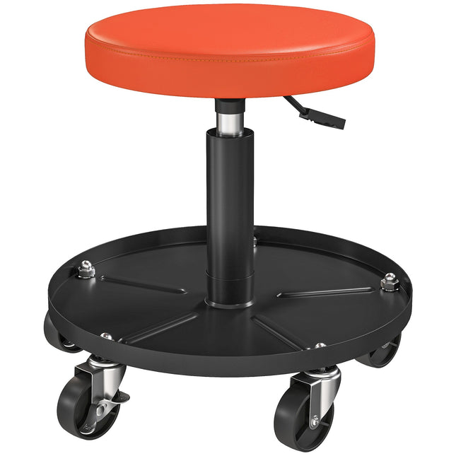 Scaun de atelier cu roti, inaltime reglabila de la 38-50 cm, capacitate de incarcare pana la 135 kg, portocaliu