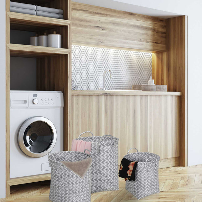 Set de 3 coșuri de rufe țesute