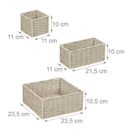 Coș de depozitare țesut, set de 4