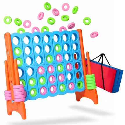 Joc XXL Connect Four, albastru deschis-portocaliu, cu geantă