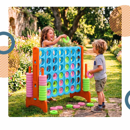Joc XXL Connect Four, albastru deschis-portocaliu, cu geantă