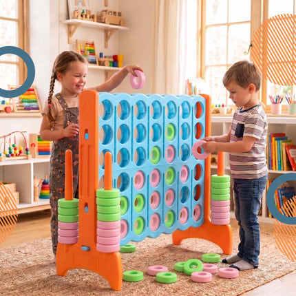 Joc XXL Connect Four, albastru deschis-portocaliu, cu geantă