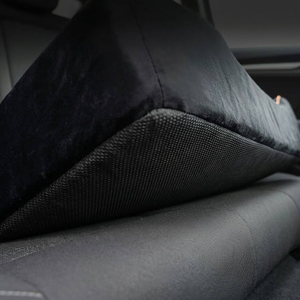 Scaun auto pentru câini XXL, catifea, negru/portocaliu, design 2 în 1