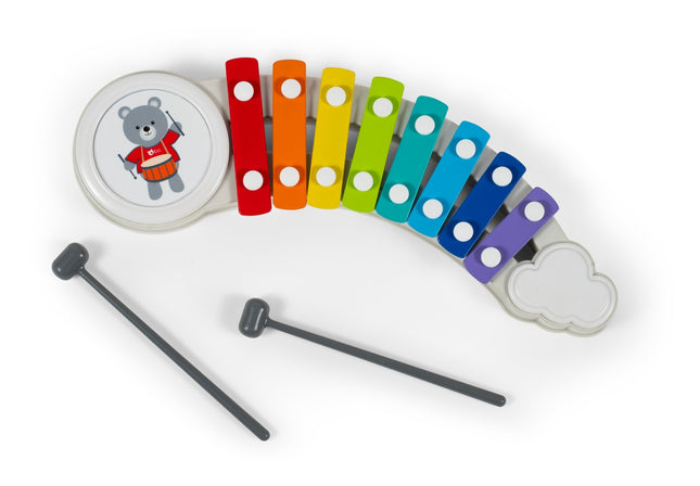Xilofon cu 8 taste colorate și ciocan pentru copii