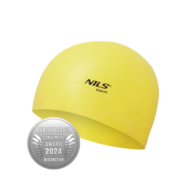 Cască de înot din silicon galben, culoare solidă, design cu puncte