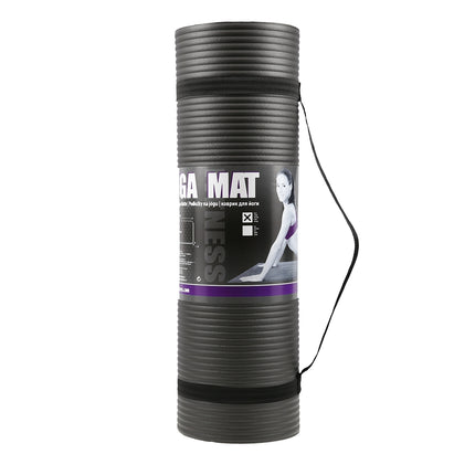 Covoraș de yoga, antiderapant, negru, grosime de 4 mm