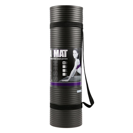 Covoraș de yoga, anti-alunecare, negru, 6 mm grosime