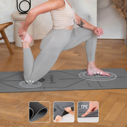 Set Yoga - Covoraș TPE gri, bloc, curea