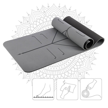 Set Yoga - Covoraș TPE gri, bloc, curea