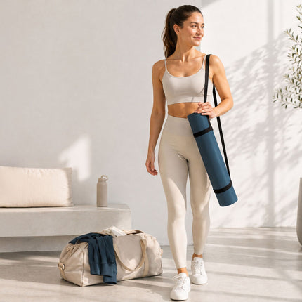 Yoga and Pilates Mat 5 mm with Carrying Strap, 68 x 183 cm, Dark Blue