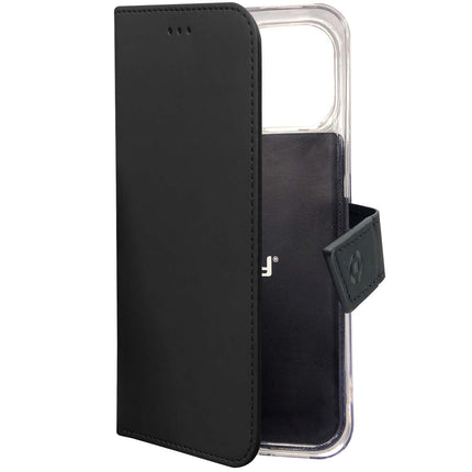 Husă portofel pentru iPhone 18/17 Pro, neagră, piele ecologică