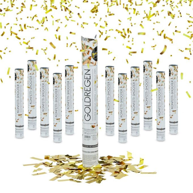 set 12 Poppers de petrecere "Ploaia de aur" 40 cm