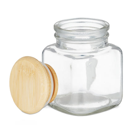 set de 16 borcane de condimente patrate din bambus