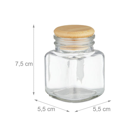 set de 16 borcane de condimente patrate din bambus