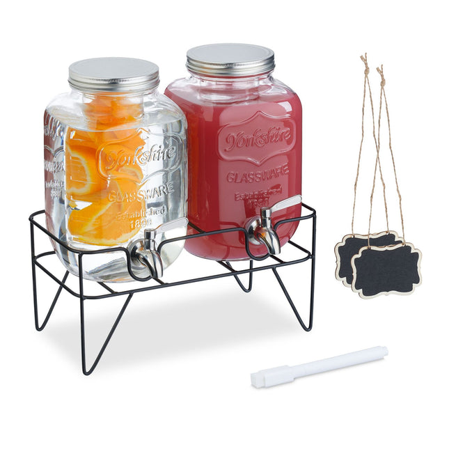 set of 2 drink containers 4L with stand