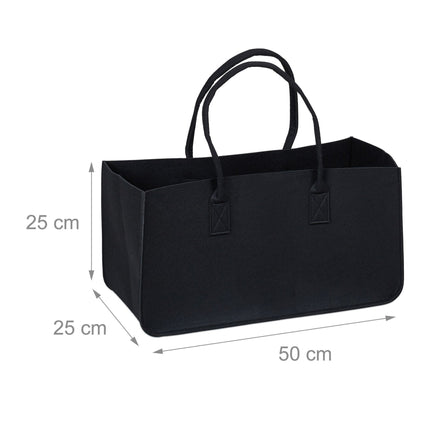 set 2 saci de lemne de foc din fetru Negru