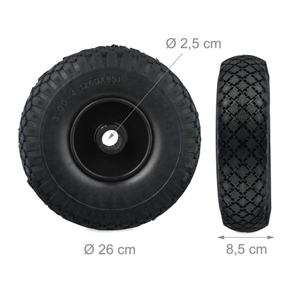 set 2 roti pentru carucior de sac 3.00-4 cauciuc solid