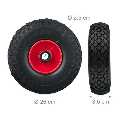 set 2 roti pentru carucior de sac 3.00-4 cauciuc solid