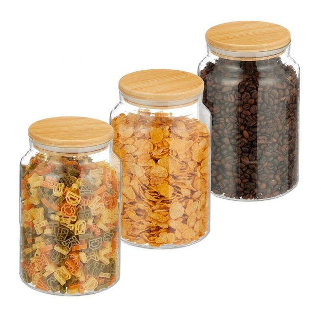 set 3 borcane de depozitare cu capac 1500 ml