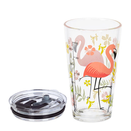 set de 4 pahare cu motiv flamingo