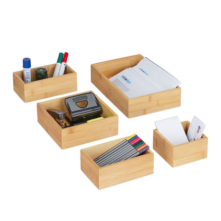 set de 5 cutii de depozitare din bambus
