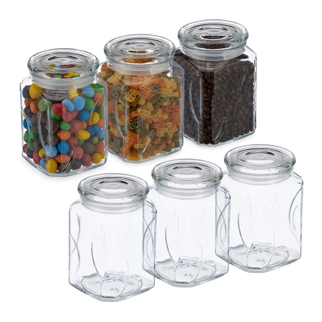 set 6 borcane de depozitare cu capac 750 ml