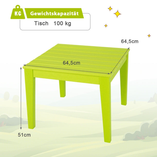 masa patrata pentru copii rezistenta la intemperii masa de joaca durabila verde 64,5 cm x 64,5 cm